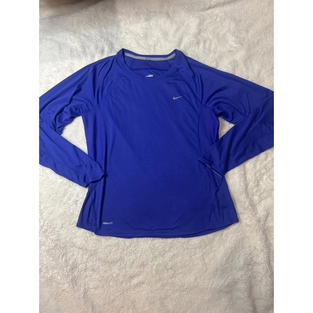 Nike Long Sleeve Top Kids Large Blue Excellent FIT DRY Athletic Shirt